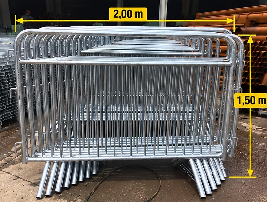 Pilha de grades galvanizadas altas com as medidas de 2,00 m de largura e 1,50 m de altura