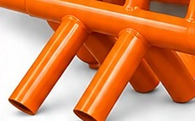 Detalhe da grade: pés em tubo 1 1/2"